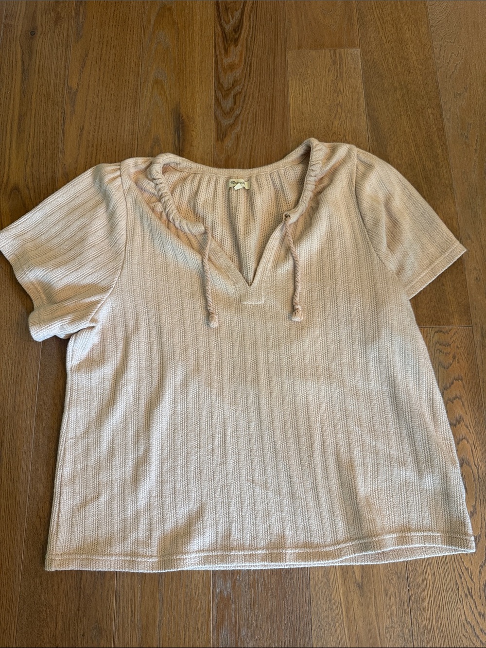 Madewell Short-Sleeve Sweater Top in Light Blush